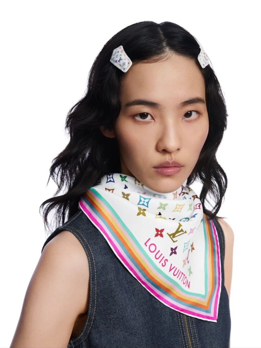 BNIB! RARE! Louis Vuitton X Takashi Murakami Multicolor Monogram Scarf LV X TM